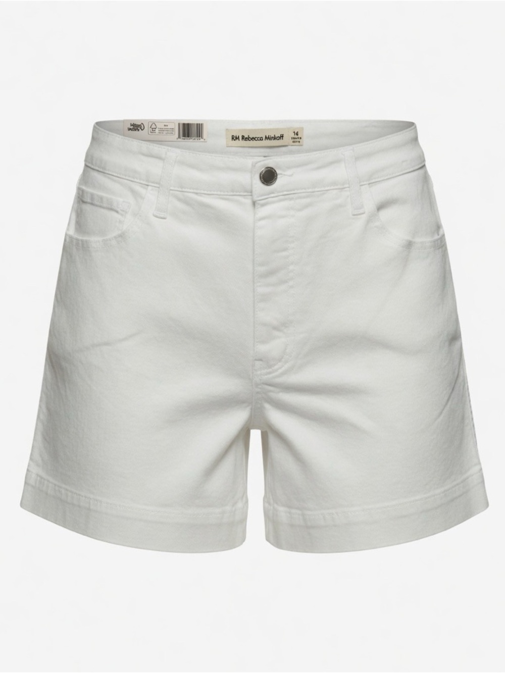 Rebecca Minkoff 90’s High Rise White Denim Shorts - Size 14 - NWT